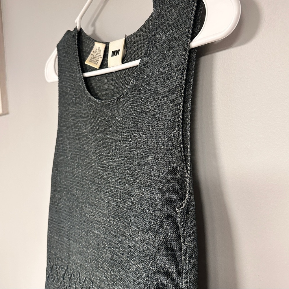 DKNY•sleeveless crewneck sweater sheath  dress, cute cutout design, dark teal, M - Picture 7 of 9
